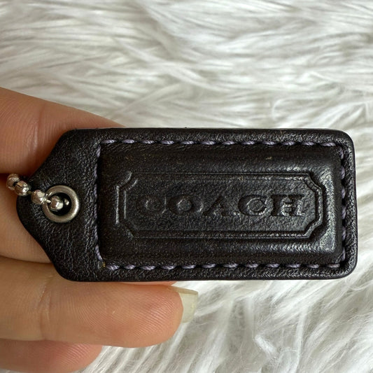 2" COACH Brown Purple Fob Bag Charm Hang tag Hangtag