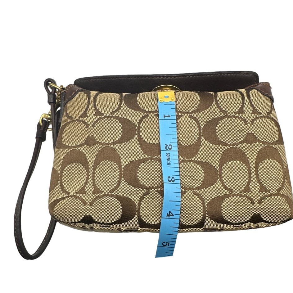 COACH Brown Signature Canvas Mini Purse / Wristlet