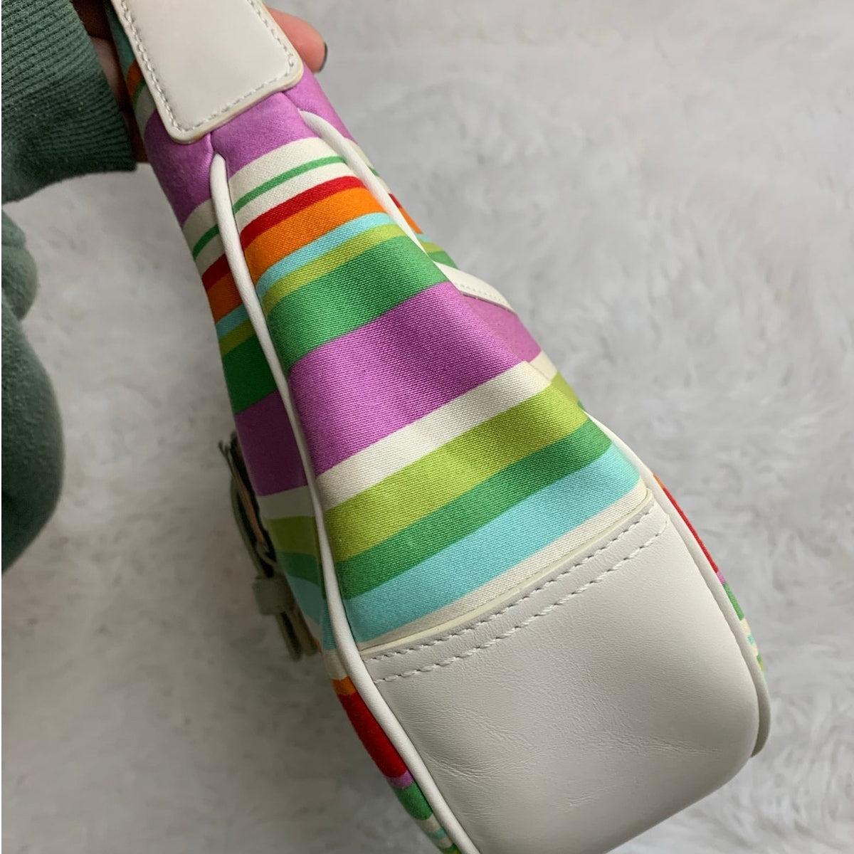 y2k Coach Hamptons Stripe Hobo Shoulder Bag