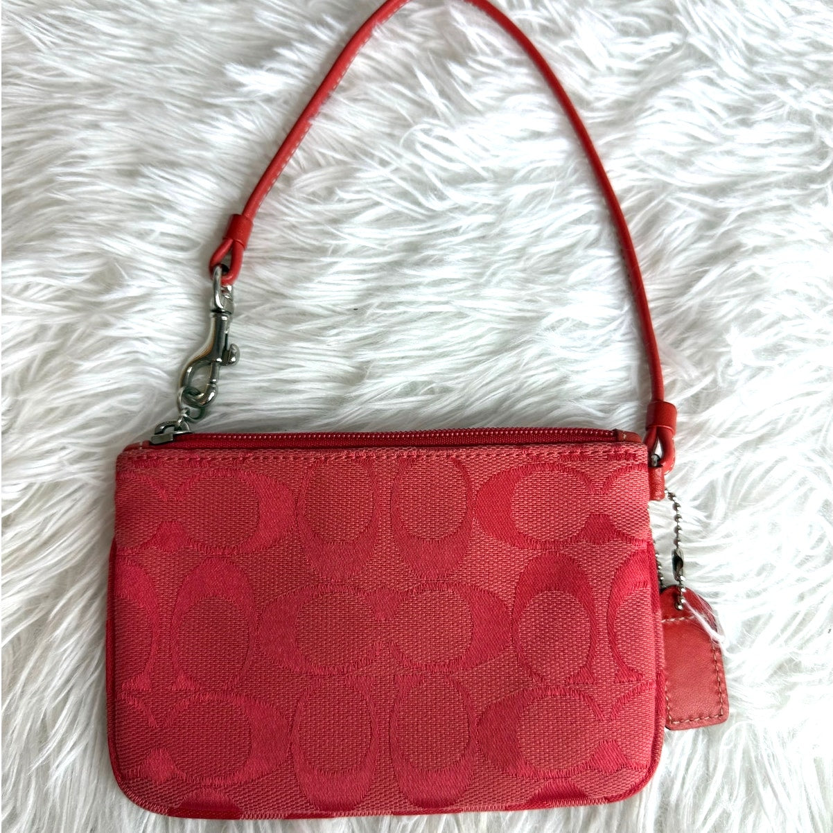 COACH y2k Soho Red Signature Canvas Wristlet
