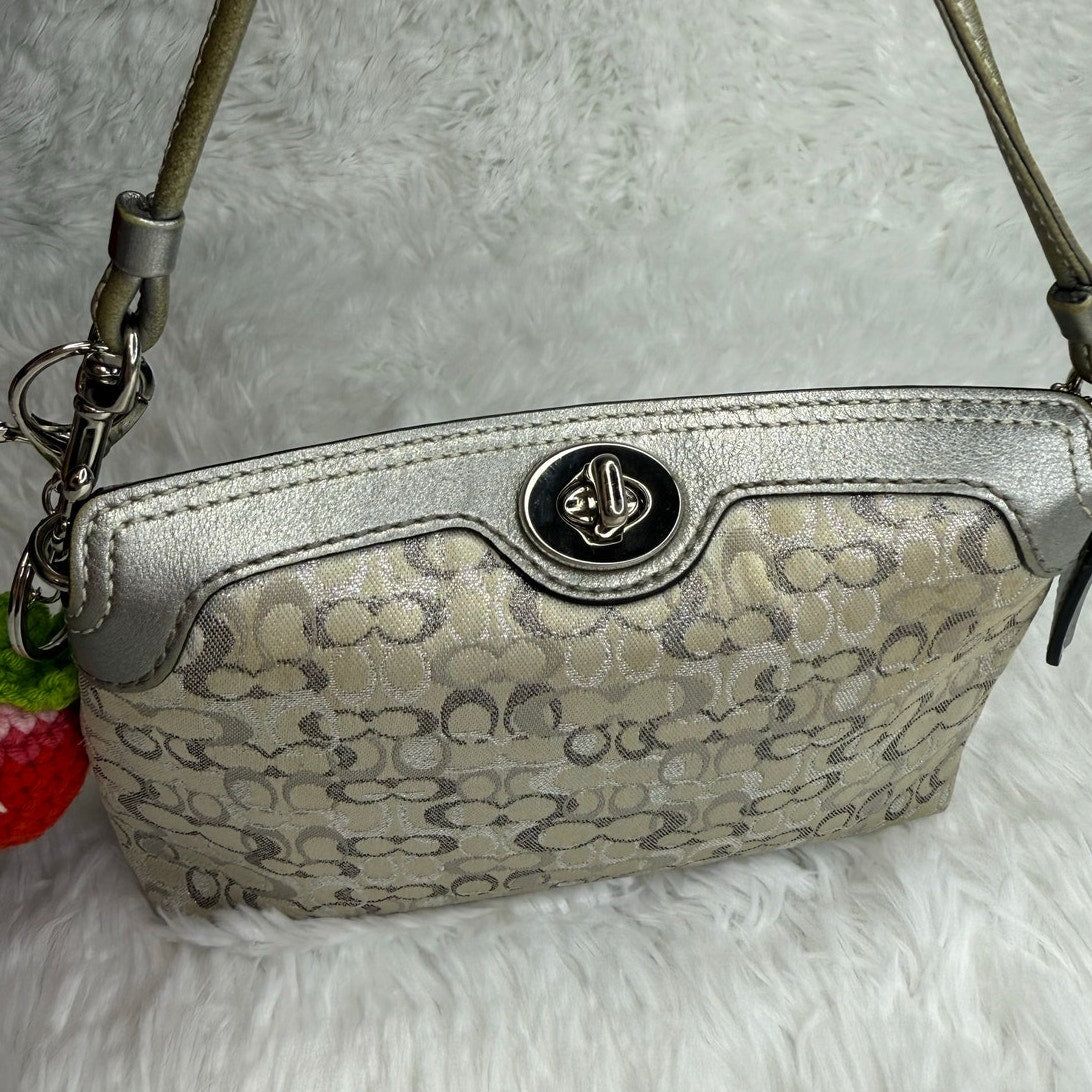 y2k COACH Silver Gray Signature Canvas Mini Purse / Wristlet