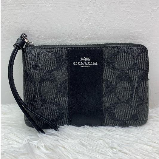 COACH Black Coat Canvas Signature Wristlet