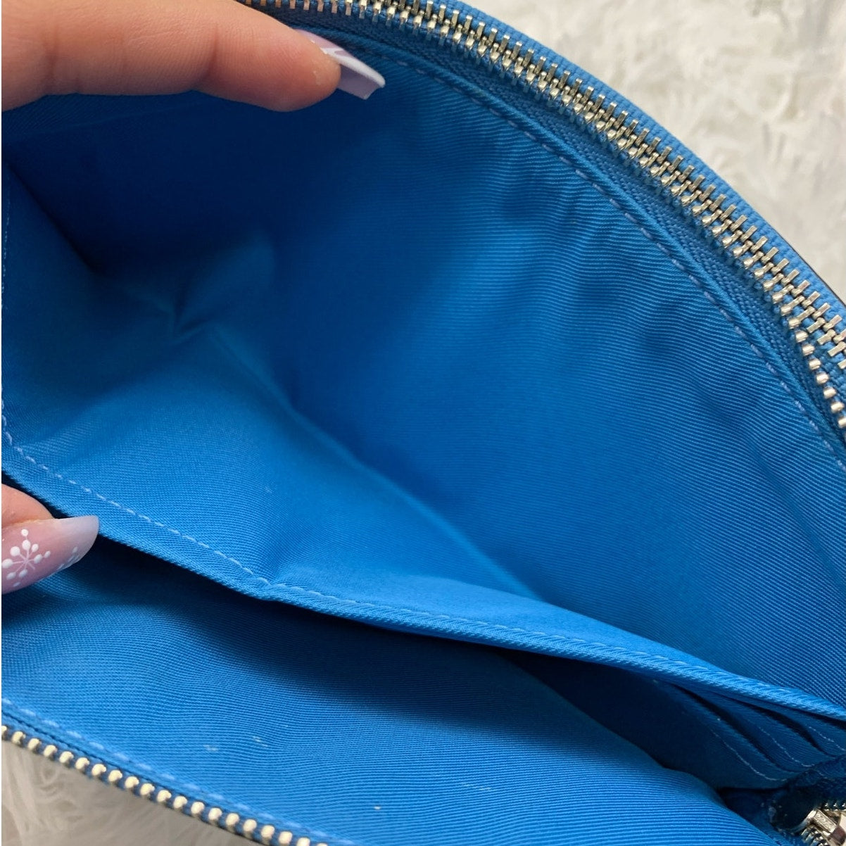 COACH Blue Double Zipper Wristlet with Card Slot