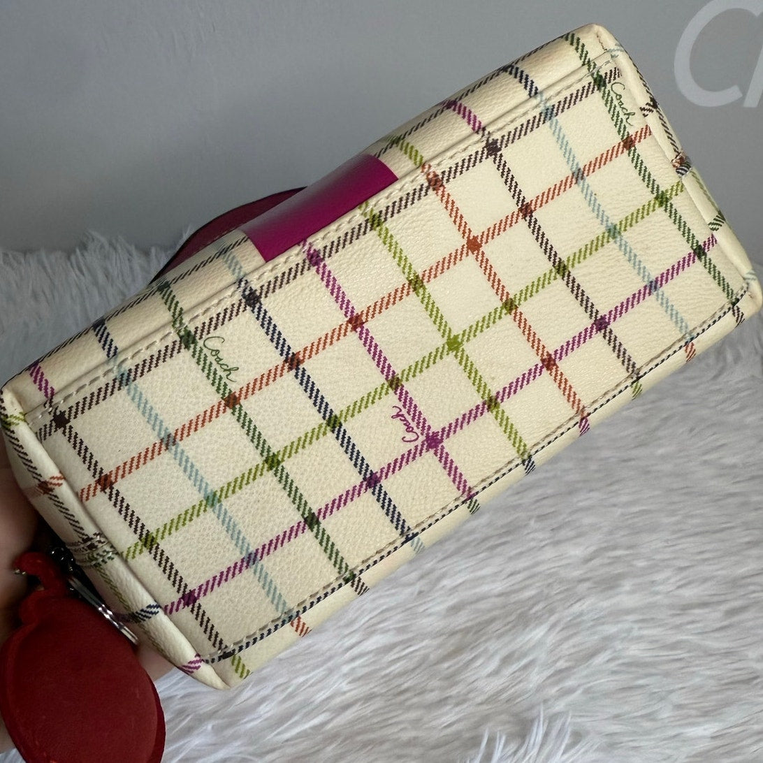 y2k COACH Heritage Plaid Mini Purse Shoulder Bag Wristlet