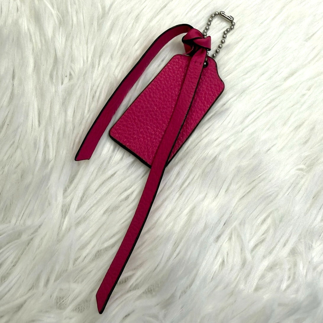 2" 1.5" COACH Fuchsia Metal Fob Bag Charm Hang tag Hangtag Set
