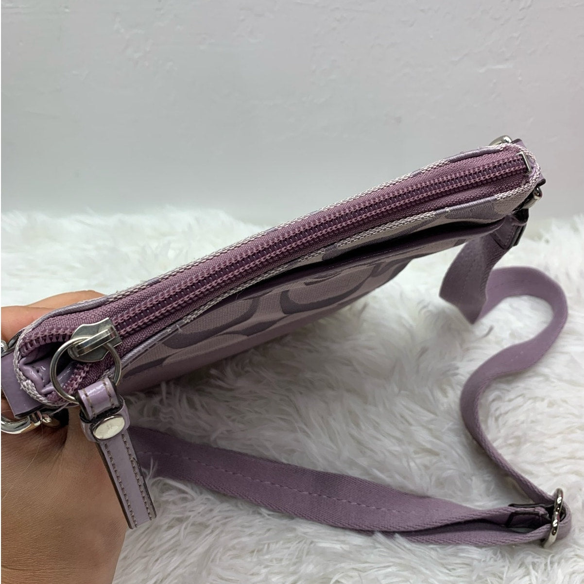 y2k COACH Purple Signature Canvas Crossbody