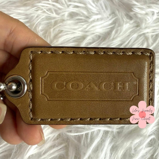 2.5" COACH Brown Fob Bag Charm Hang tag Hangtag
