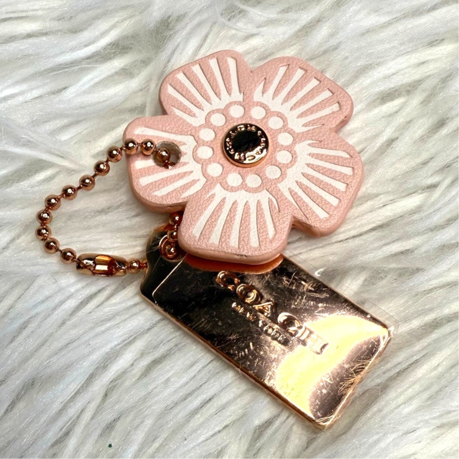 COACH Gold Tea Rose Flower Floral Bag Charm Hang Tag