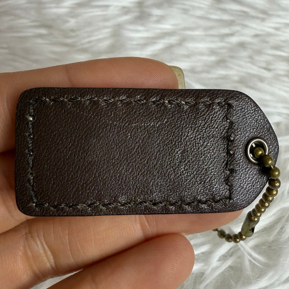 1.5" y2k COACH Brown Fob Bag Charm Hang tag Hangtag