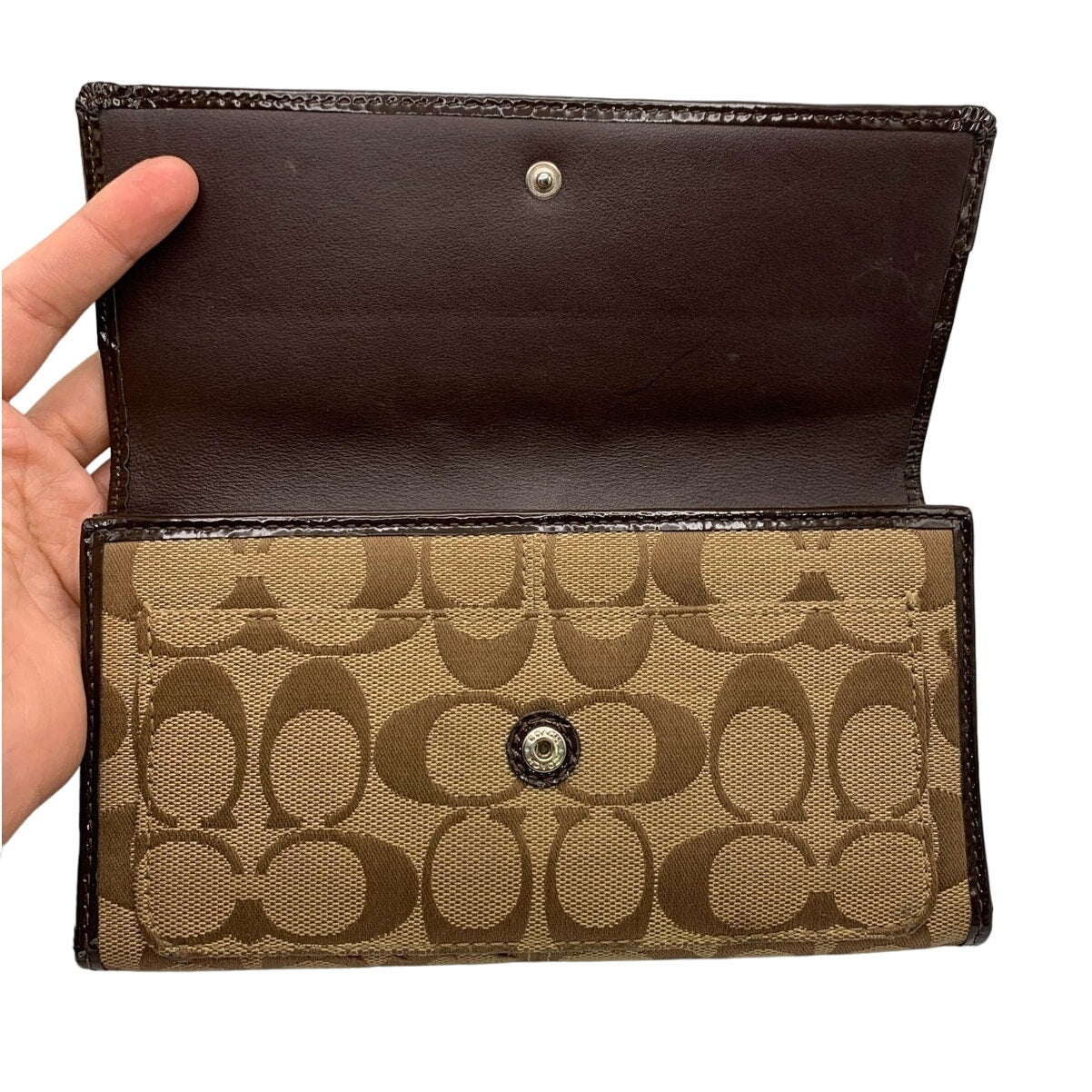 COACH Brown Canvas Signature Wallet