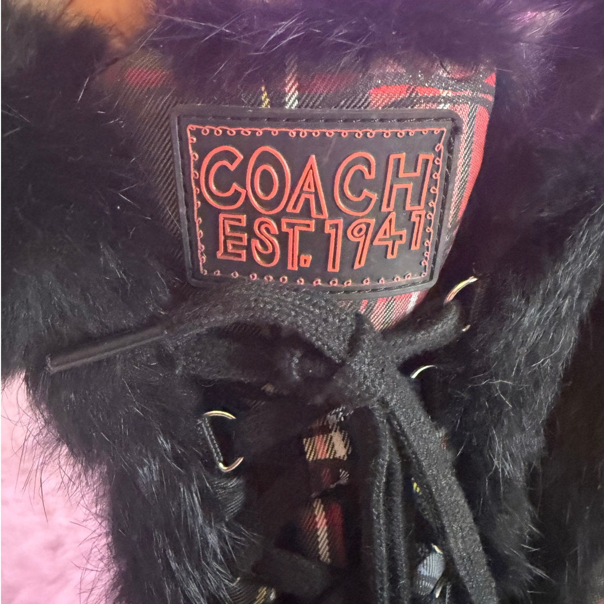 COACH Poppy Jennie Red Plaid Boot 6.5B