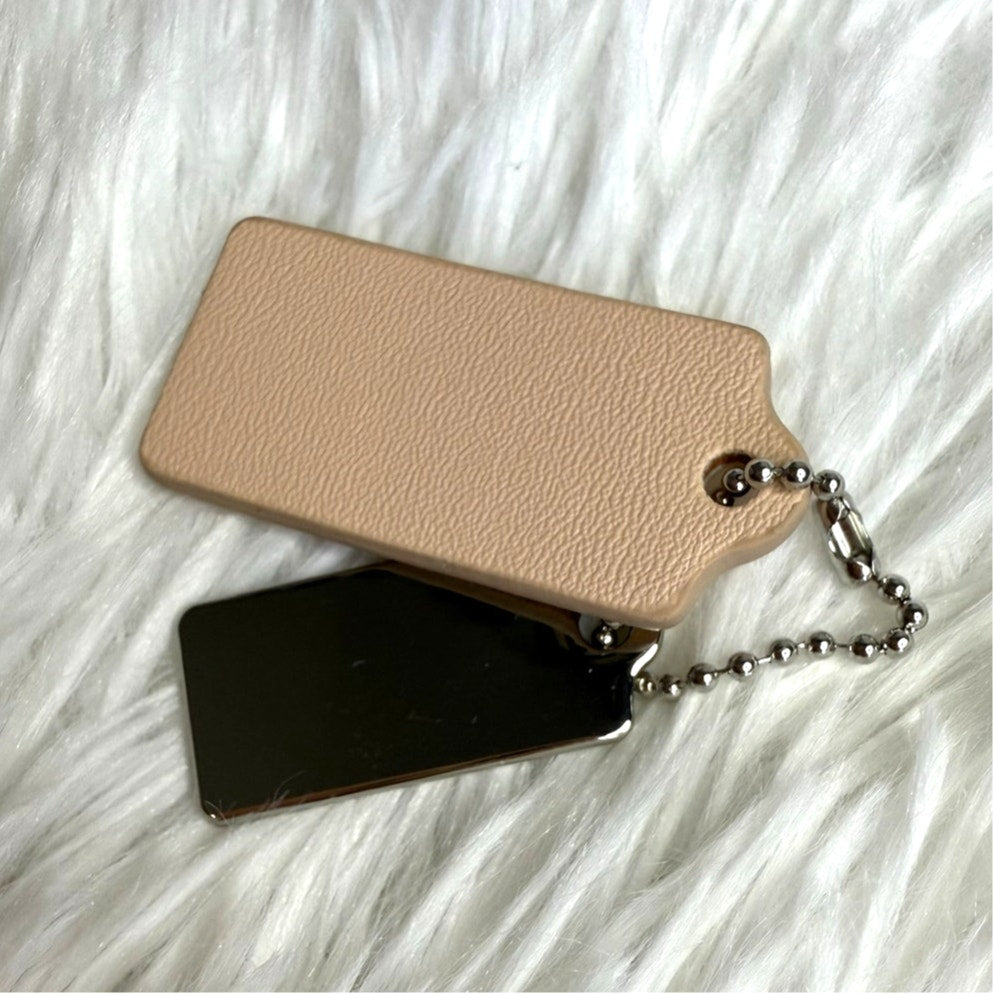 1.5" COACH Cream Silver Hang Tag Key Fob Bag Charm Set