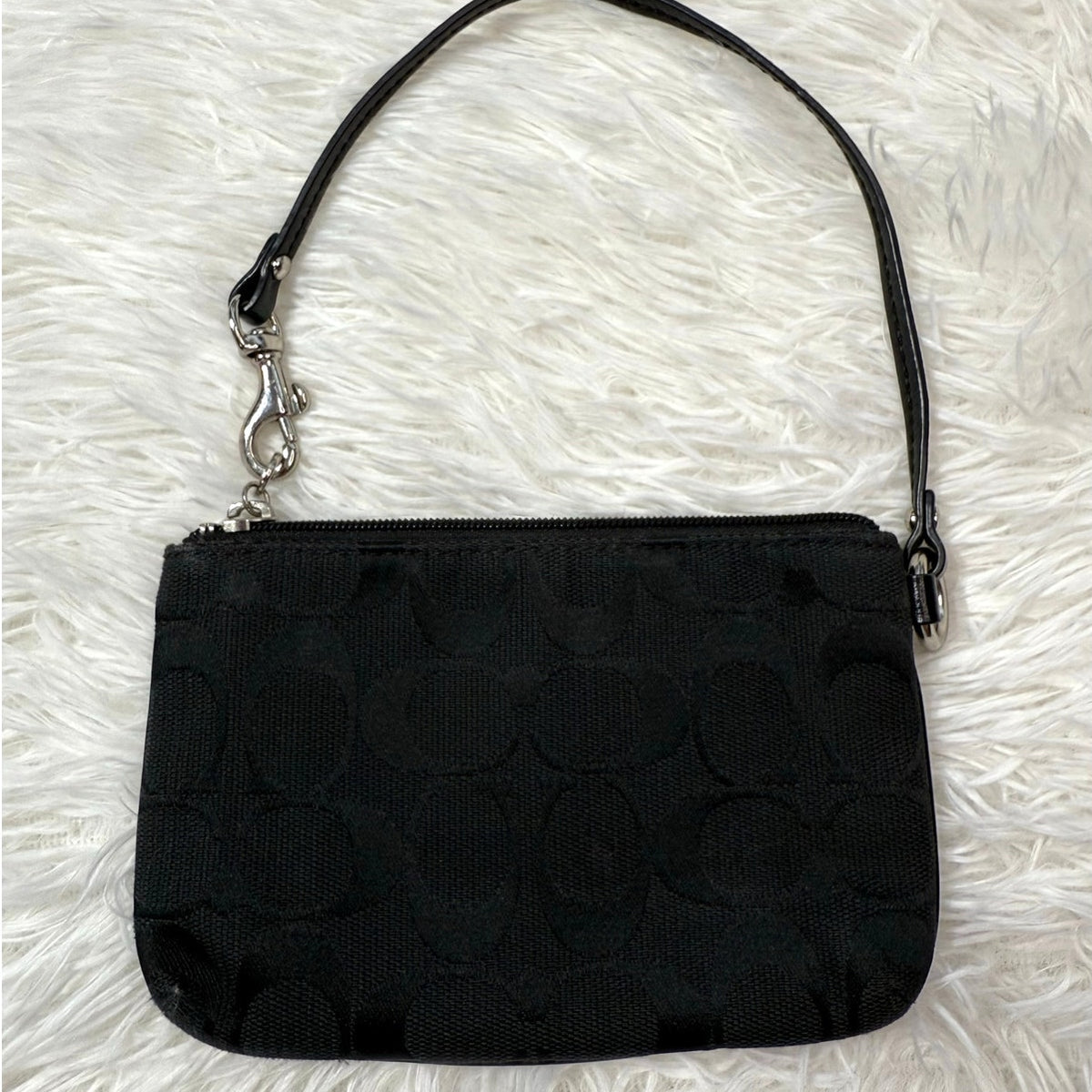 COACH Black Signature Canvas Wristlet