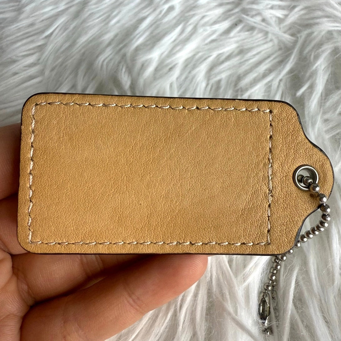 3" COACH Tan Fob Bag Charm Hang tag Hangtag