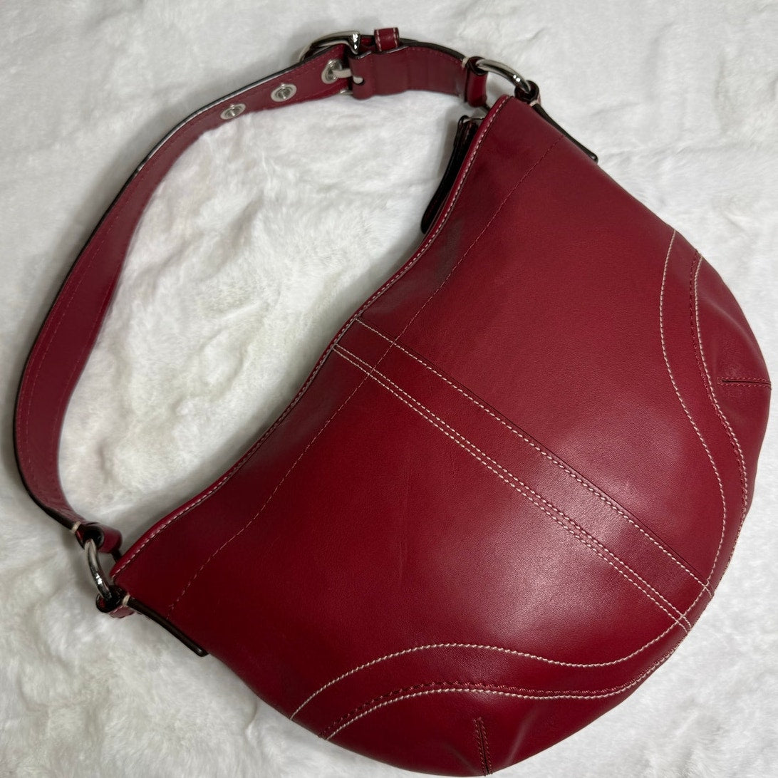 Y2k COACH F10908 Red Solo Hobo Shoulder Bag