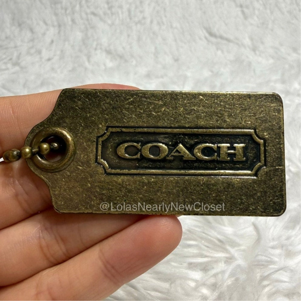 2.5" Vintage COACH Metal Brass Fob Bag Charm Hang tag Hangtag