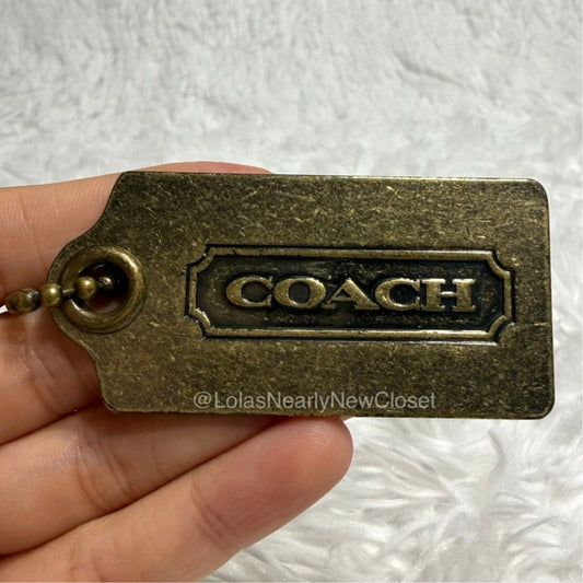2.5" Vintage COACH Metal Brass Fob Bag Charm Hang tag Hangtag