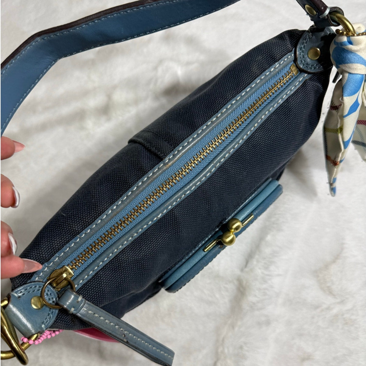 y2k COACH Vintage Kisslock Stripe Top Handle Mini Purse