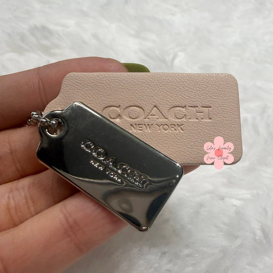 1.5" COACH Cream Silver Hang Tag Key Fob Bag Charm Set