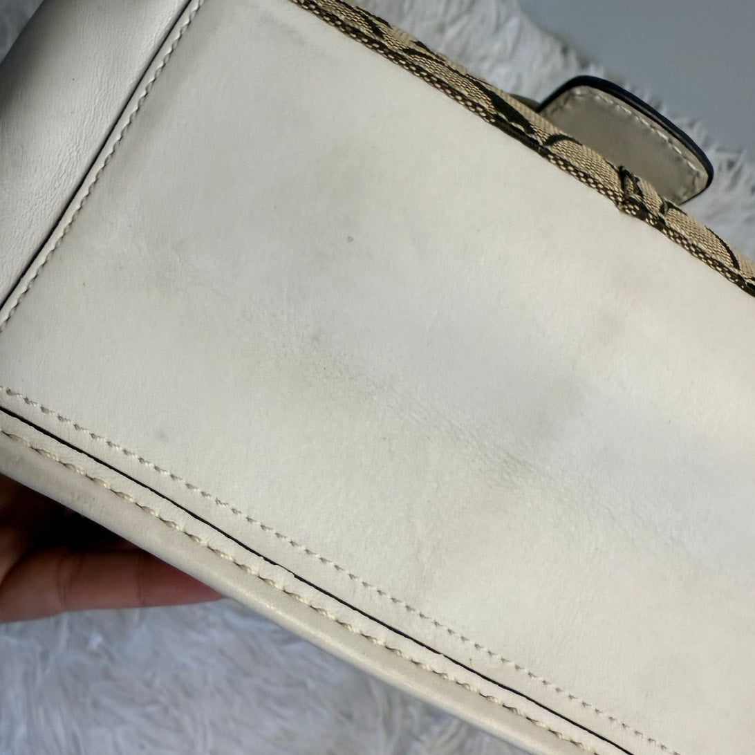 y2k COACH 2007 Bleeker 11434 Brown Bone Canvas Flap Shoulder Bag