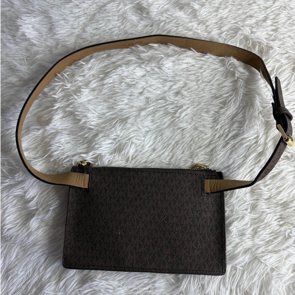 MICHAEL KORS Jet Set Brown Signature with Chain Belt Bag