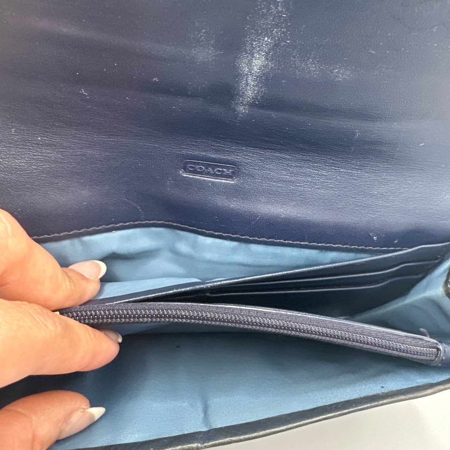 COACH Navy Blue Turnlock Wallet