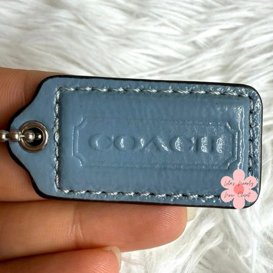 1.5" COACH Light Blue Fob Bag Charm Hang tag Hangtag