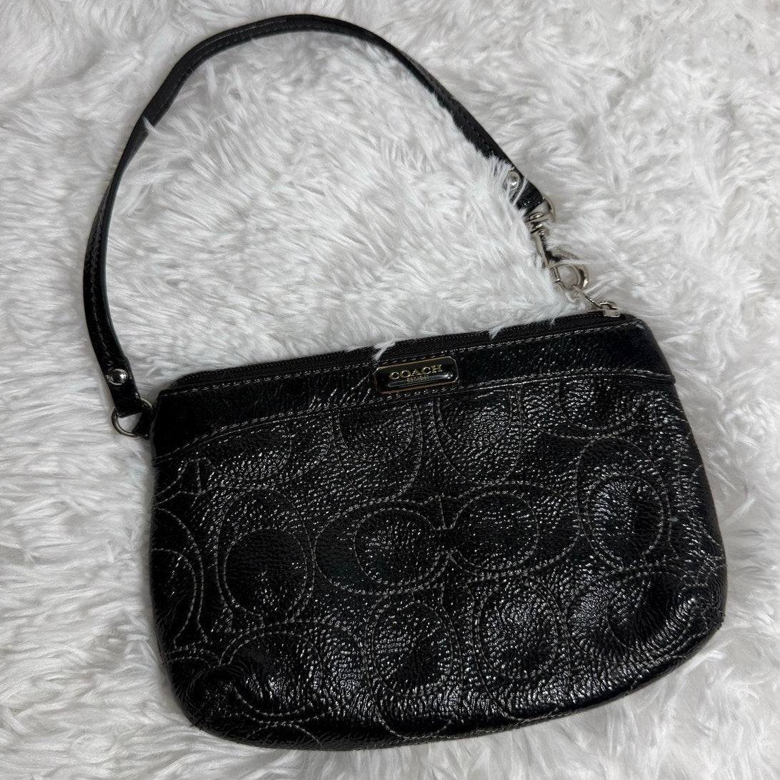 COACH Black Patent Leather Wristlet