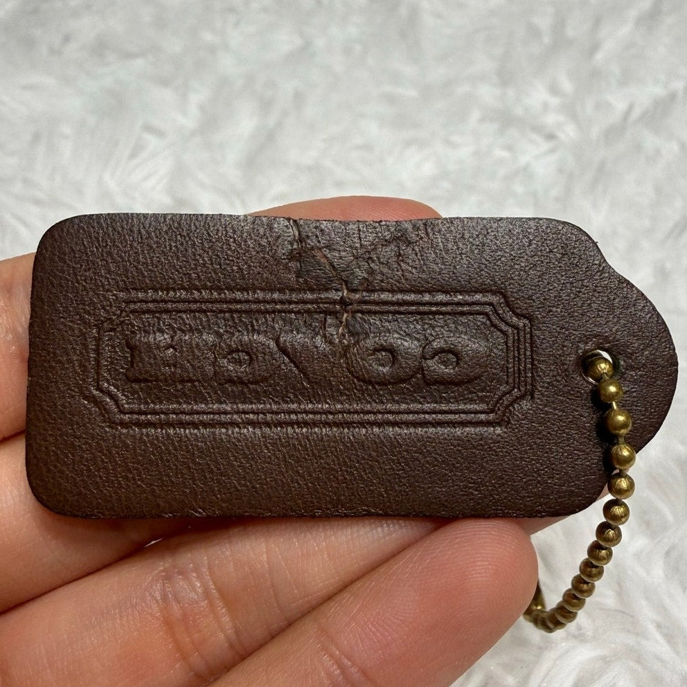 2" Vintage COACH Mahogany Fob Bag Charm Hang tag Hangtag