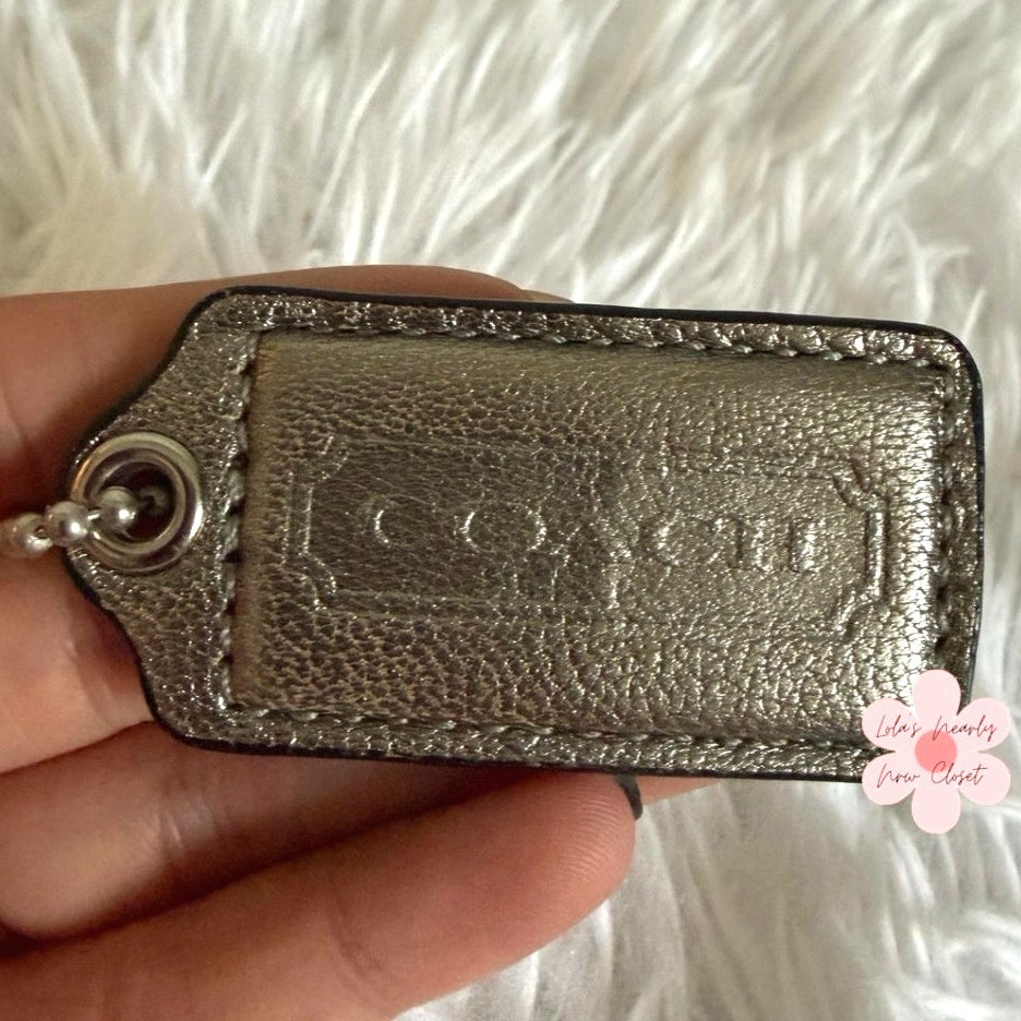 2"  COACH Silver Fob Bag Charm Hang tag Hangtag