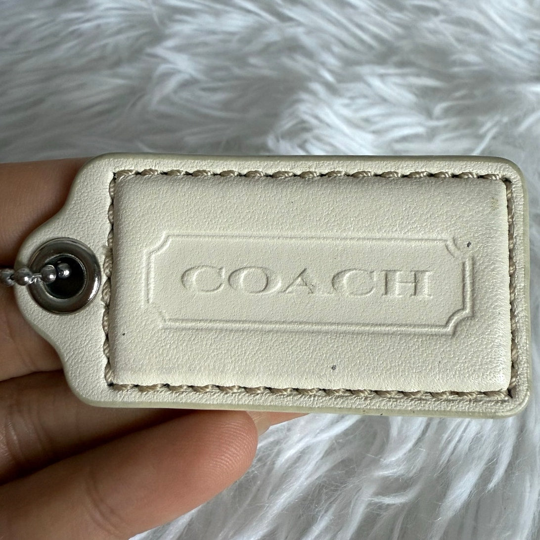 2.5" COACH White Fob Bag Charm Hang tag Hangtag