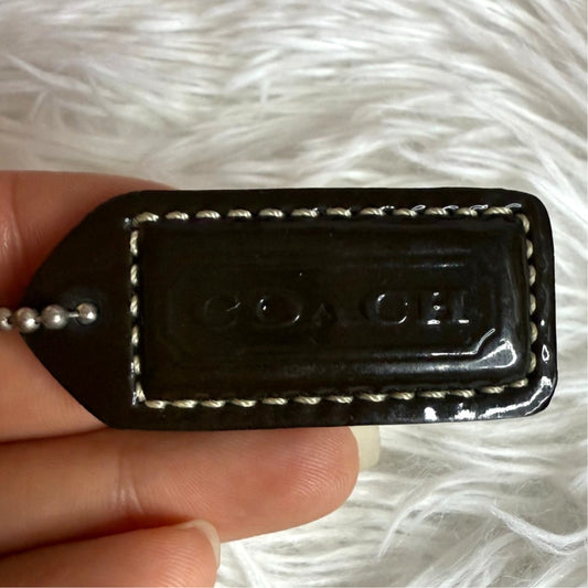1.5" y2k COACH Vintage Patent Leather Dark Brown  Fob Bag Charm Hang tag Hangtag