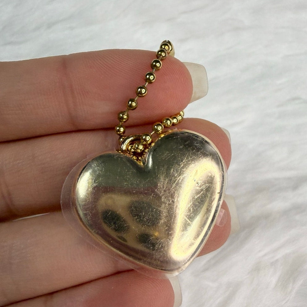 1" COACH Gold Heart Metal Hangtag Hang Tag Key Fob Bag Charm