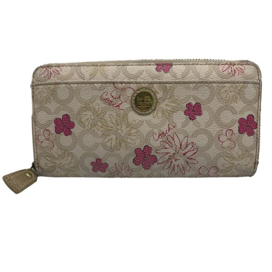 COACH Coated Canvas Floral Signature Zip Around Wallet