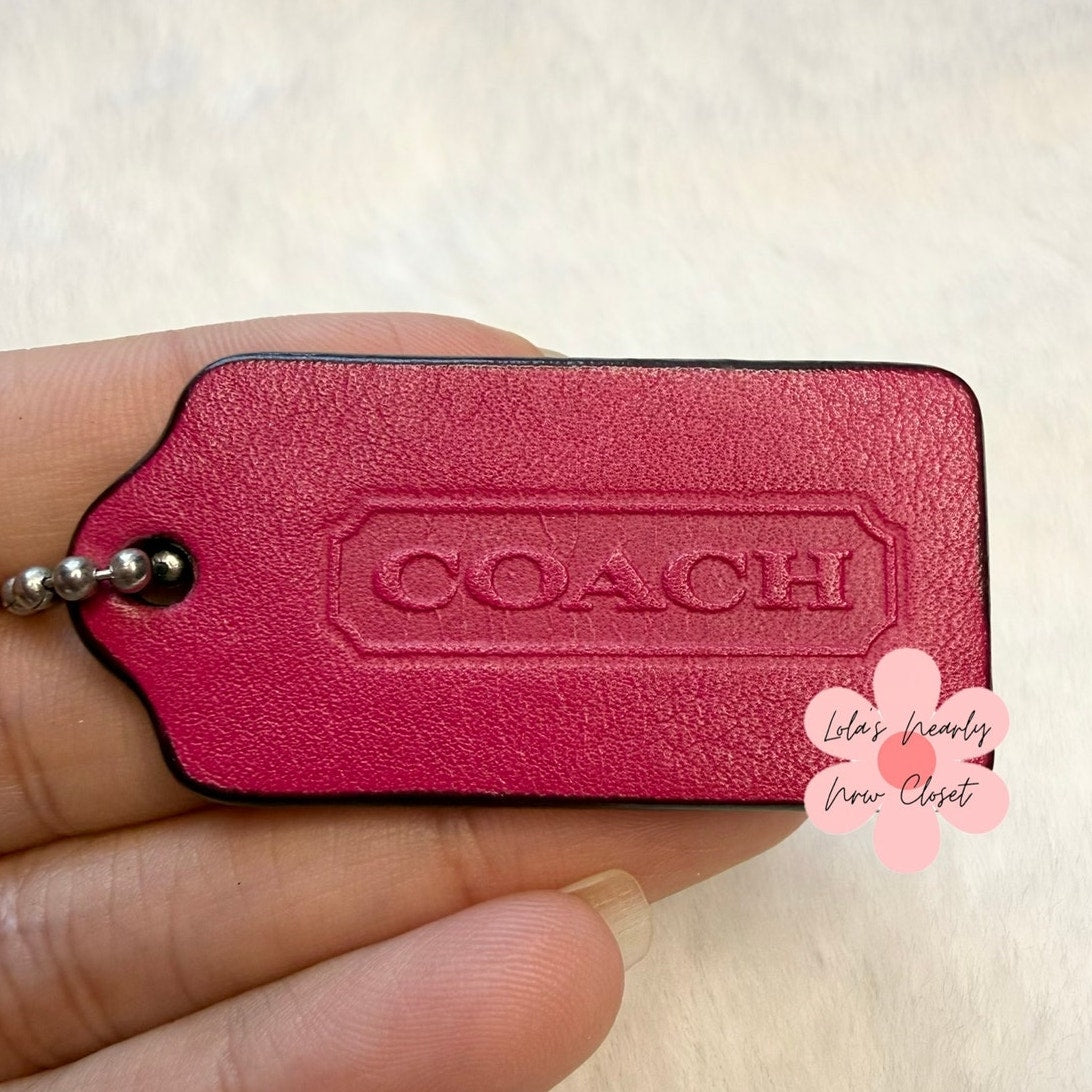 1.5" COACH Legacy Fuchsia Fob Bag Charm Hang tag Hangtag