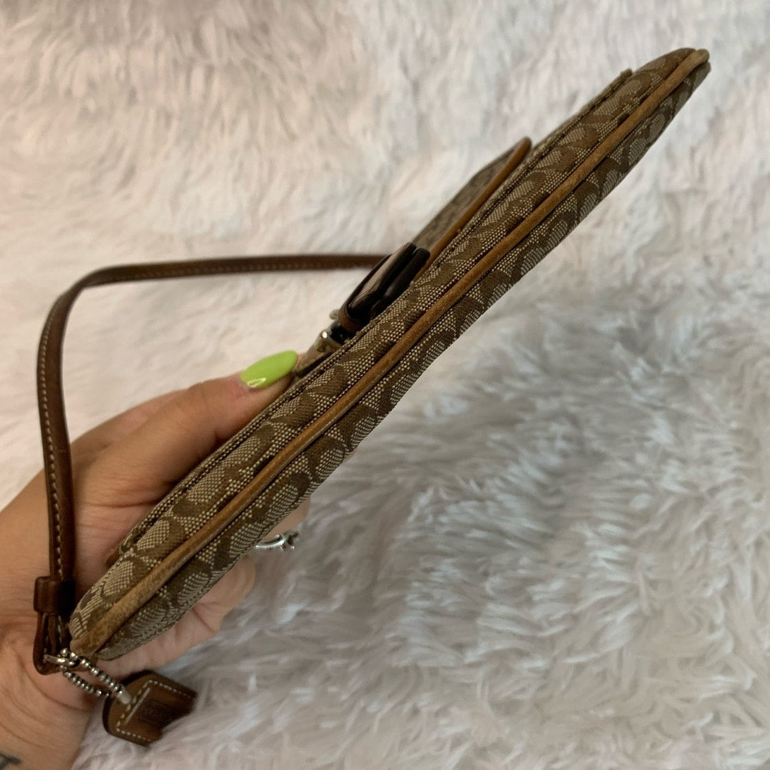 y2k COACH Brown Signature Canvas Wristlet