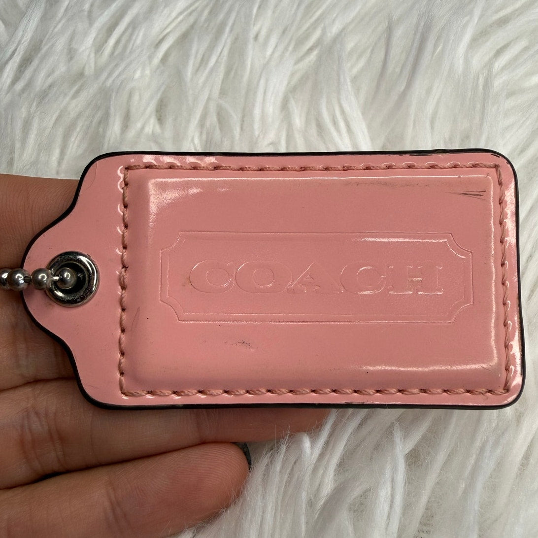 2” COACH Pink Patent Leather Fob Bag Charm Hang tag Hangtag