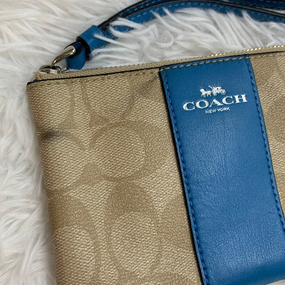 Coach Blue Zip Around Wristlet