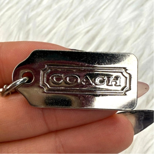 1" COACH Metal Silver Fob Bag Charm Hang tag Hangtag