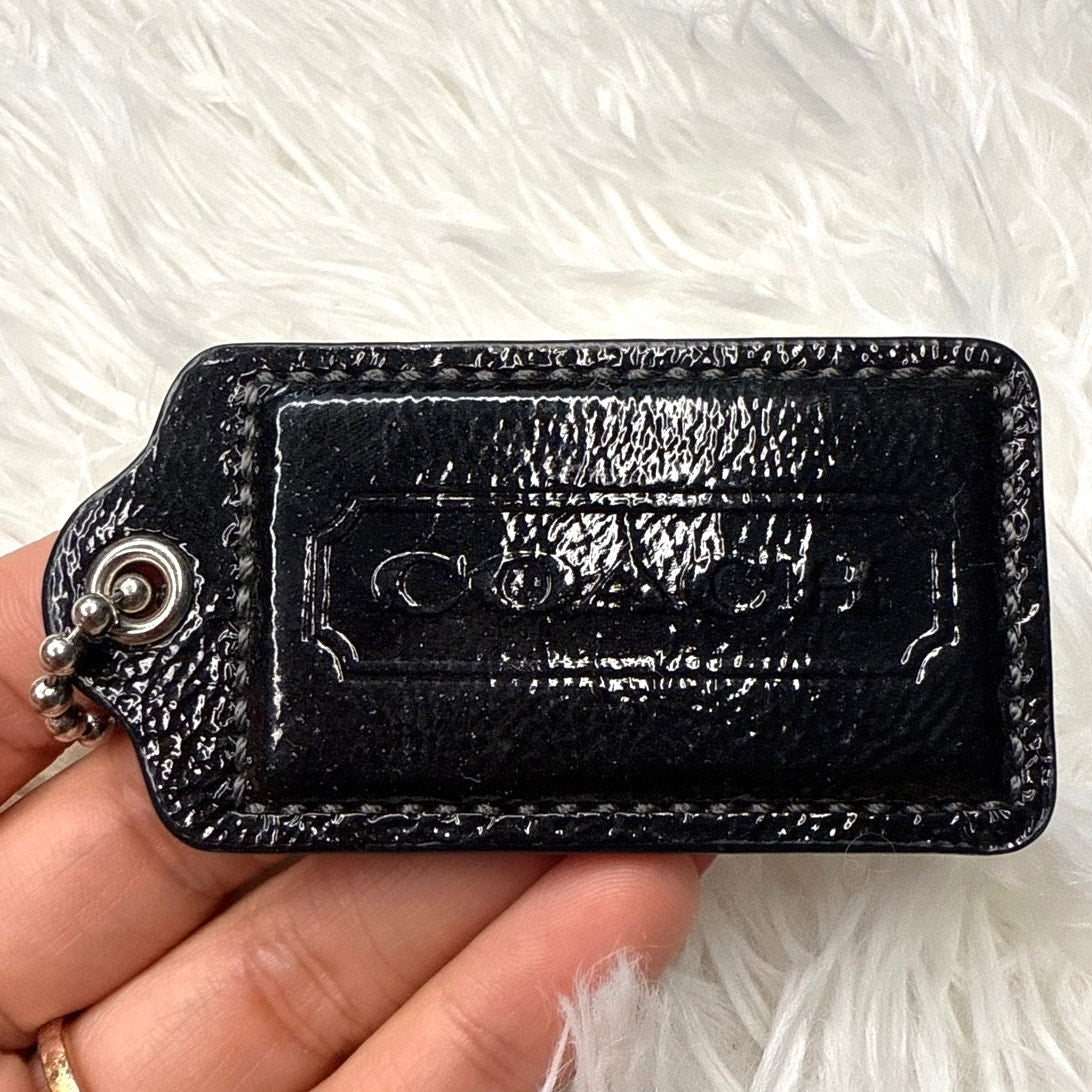 2.5" COACH Black Patent Leather Fob Bag Charm Hang tag Hangtag