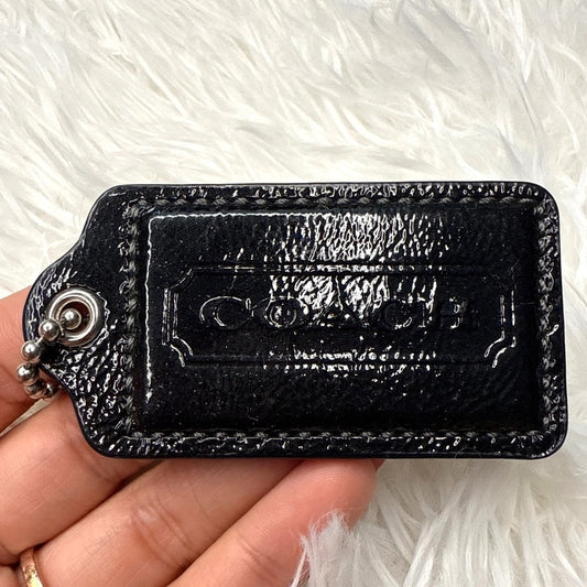 2.5" COACH Black Patent Leather Fob Bag Charm Hang tag Hangtag