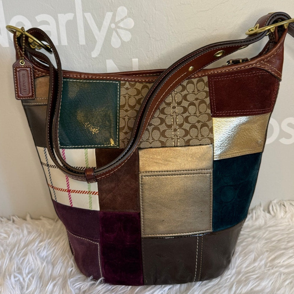y2k Coach Bleeker 11356 Holiday Patchwork Hobo Bag Purse
