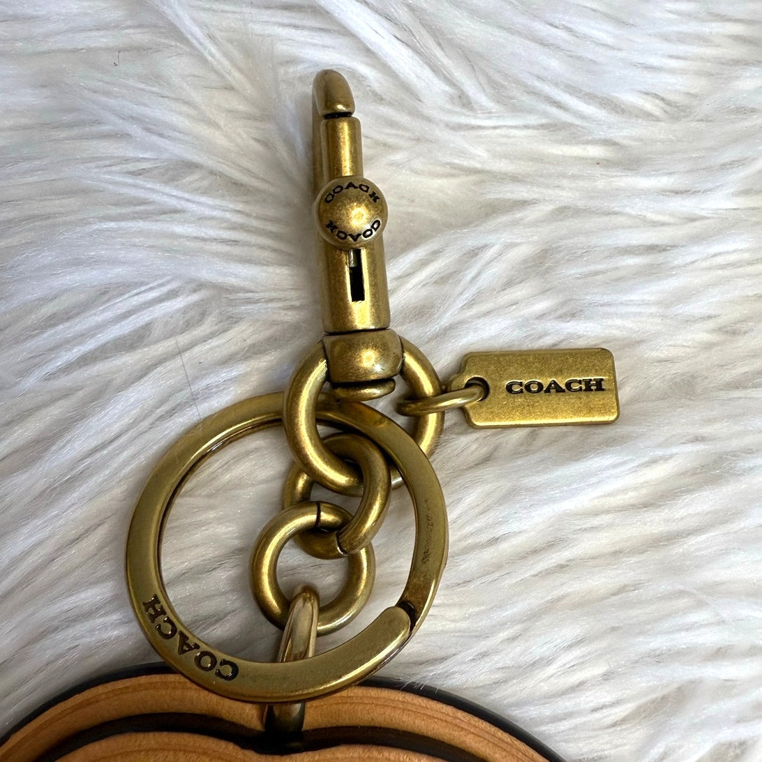 Coach X Koki Leather Hibiscus Flower Key Fob Chain Keychain Bag Charm
