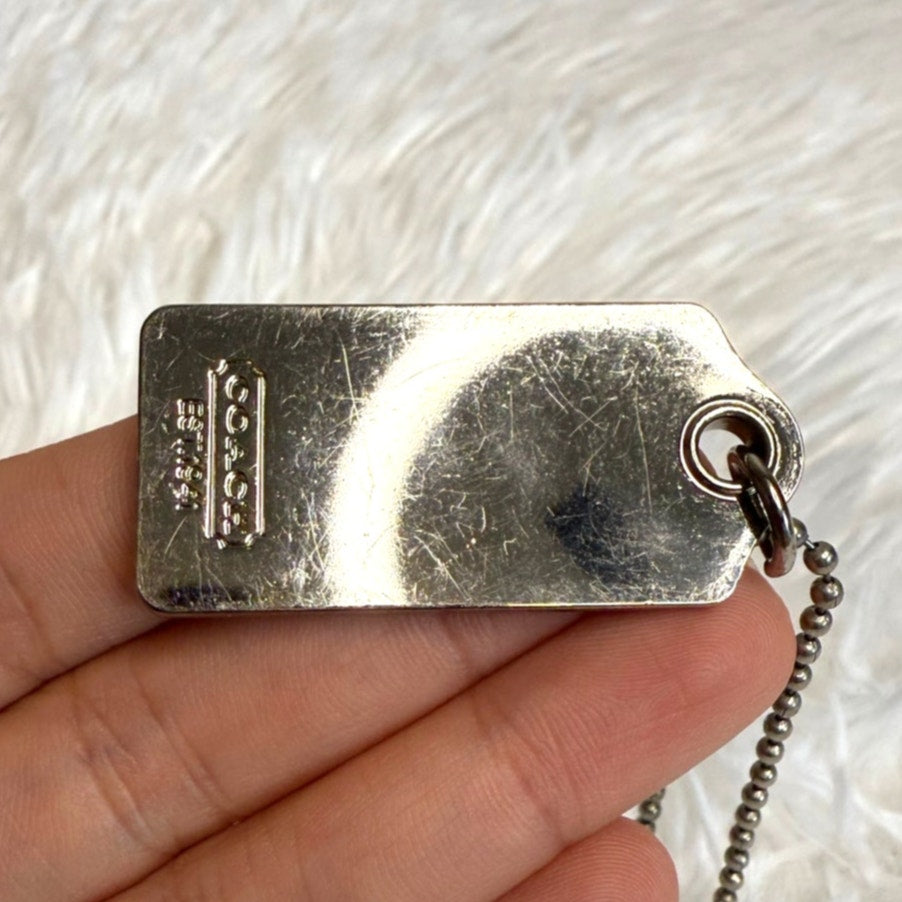 1.5” COACH Silver Fob Bag Charm Hang tag Hangtag