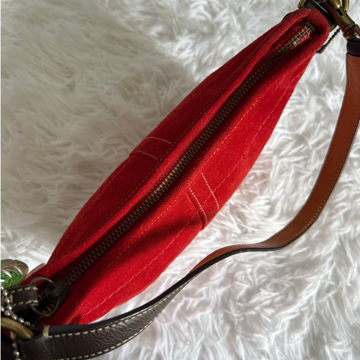 y2k COACH Vintage 4828 Red Suede Hobo Mini Purse Shoulder bag
