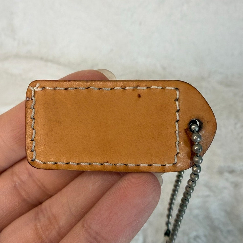 1.5" y2k COACH Vintage Pink Tan Fob Bag Charm Hang tag Hangtag