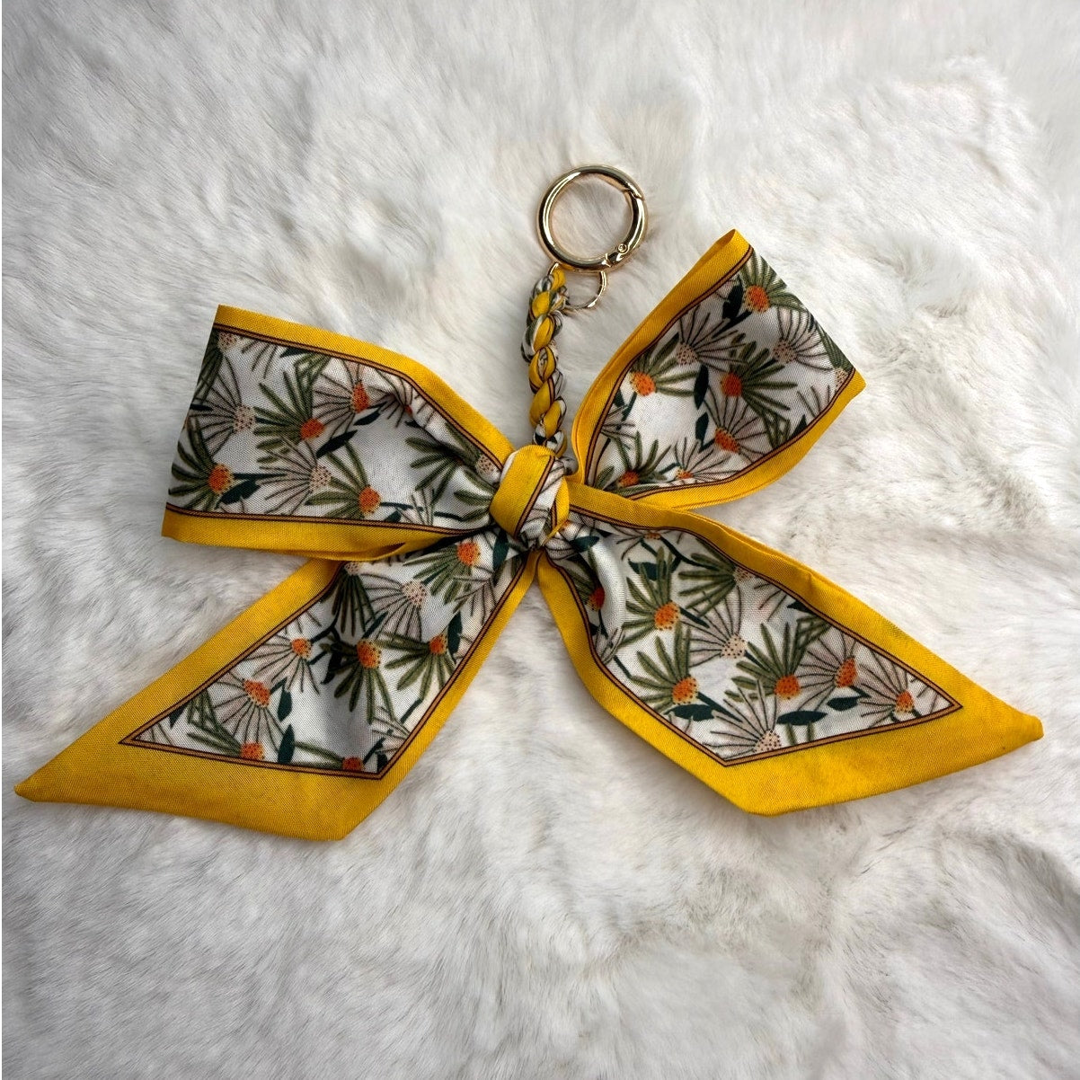 New Weave Bowknot Pendant Bag Charm Soft Silk Scarf Keychain Fashion Charm