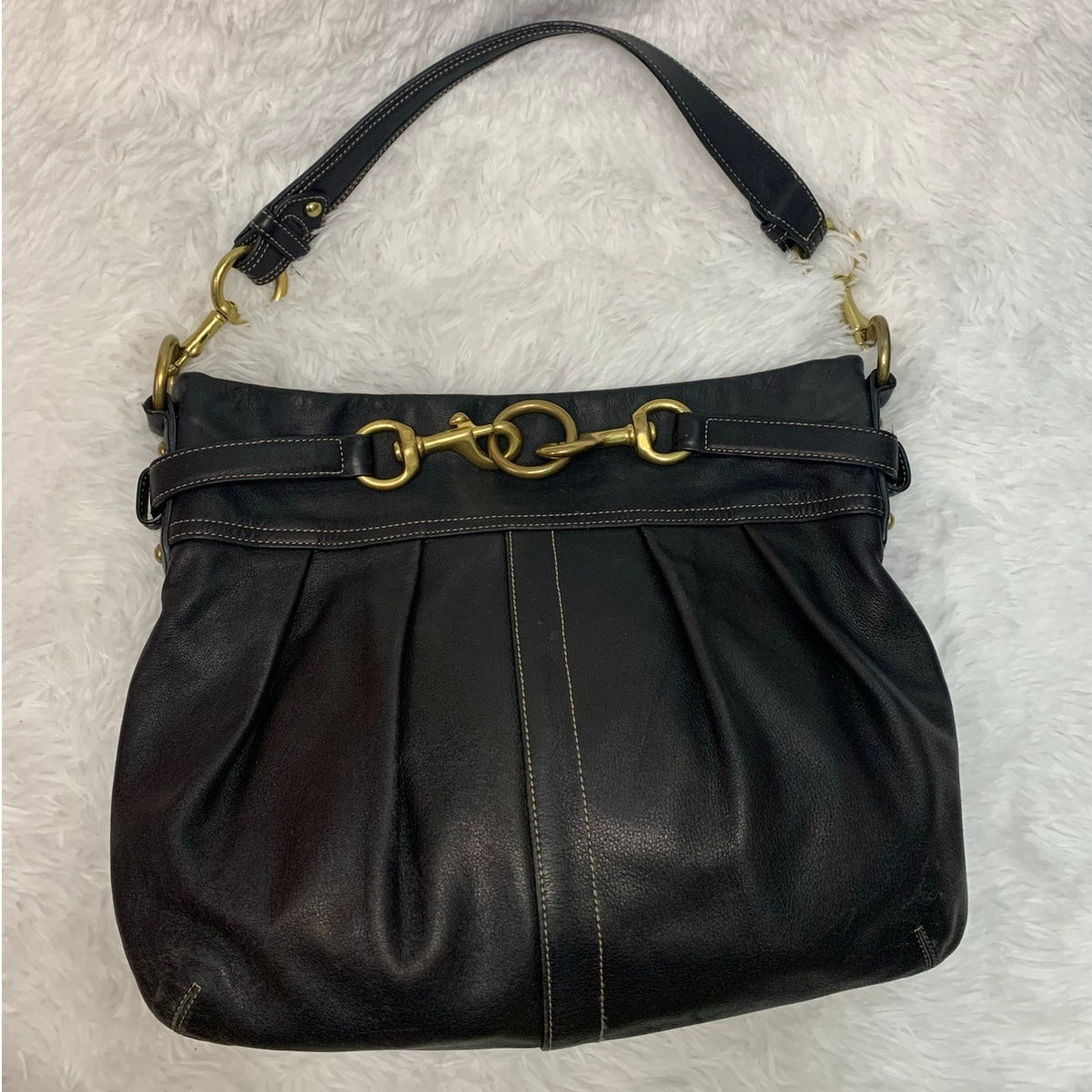 Vintage Coach y2k Hamptons Pleated Leather Hobo Shoulder Bag