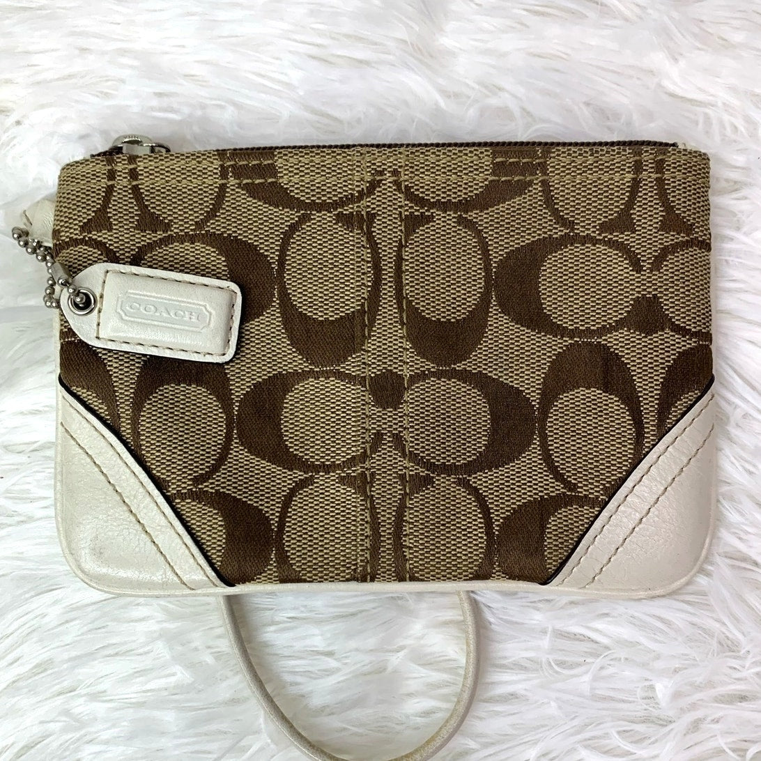 COACH Brown Signature Canvas Wristlet