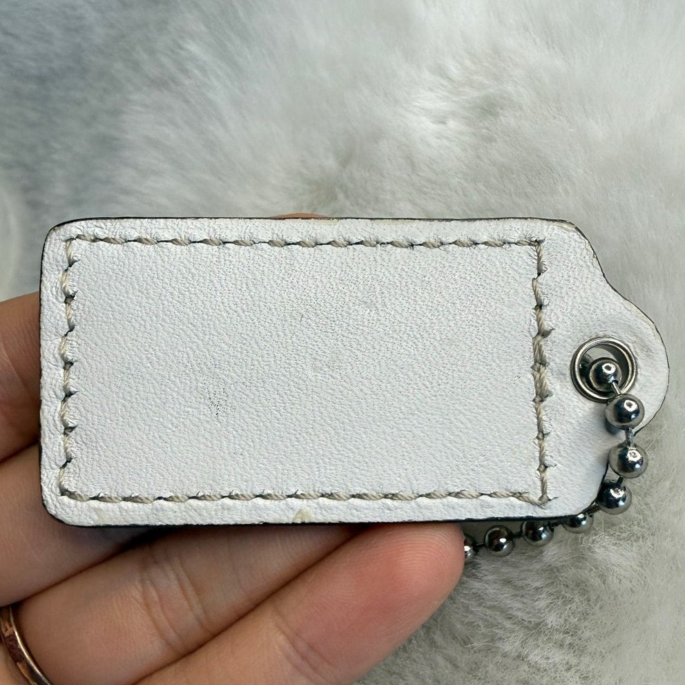 2” COACH White Fob Bag Charm Hang tag Hangtag